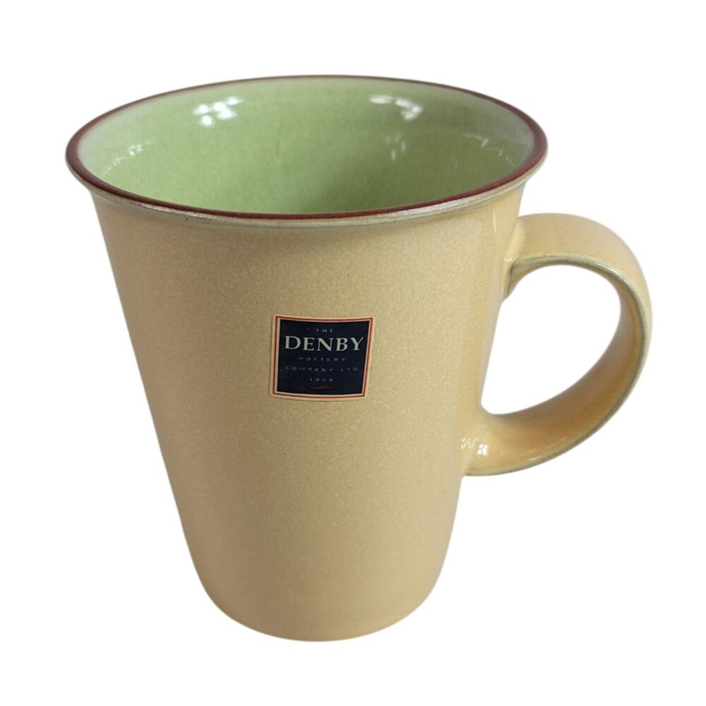 Denby Juice Grand Mug Lemon Yellow Apple Green Stoneware England Replacement NEW